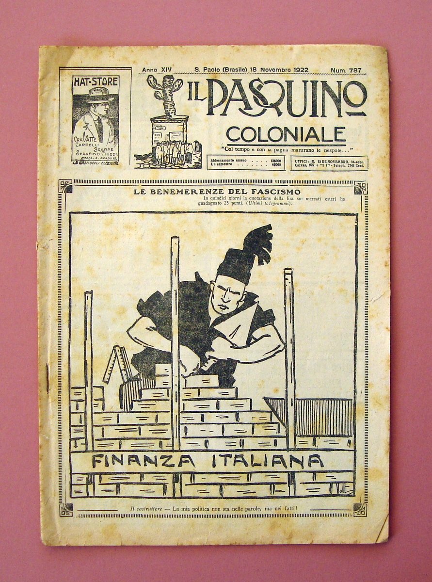 il Pasquino Coloniale Anno XIV n 787 S.Paolo Brasile 18 …