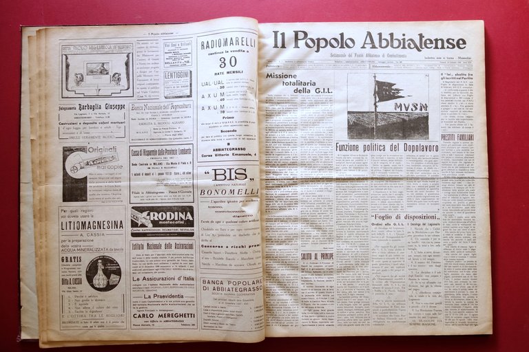 Il Popolo Abbiatense Settimanale Fascio di Combattimento 1938 52 Numeri …