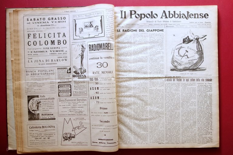 Il Popolo Abbiatense Settimanale Fascio di Combattimento 1938 52 Numeri …