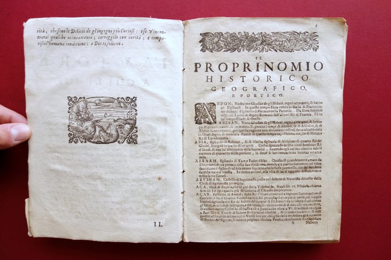 Il Propinomio Historico Geografico e Poetico F. Galante Miloco Venezia …