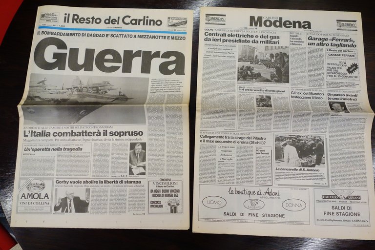 IL RESTO DEL CARLINO MODENA GUERRA DEL GOLFO BOMBE BAGDAD …