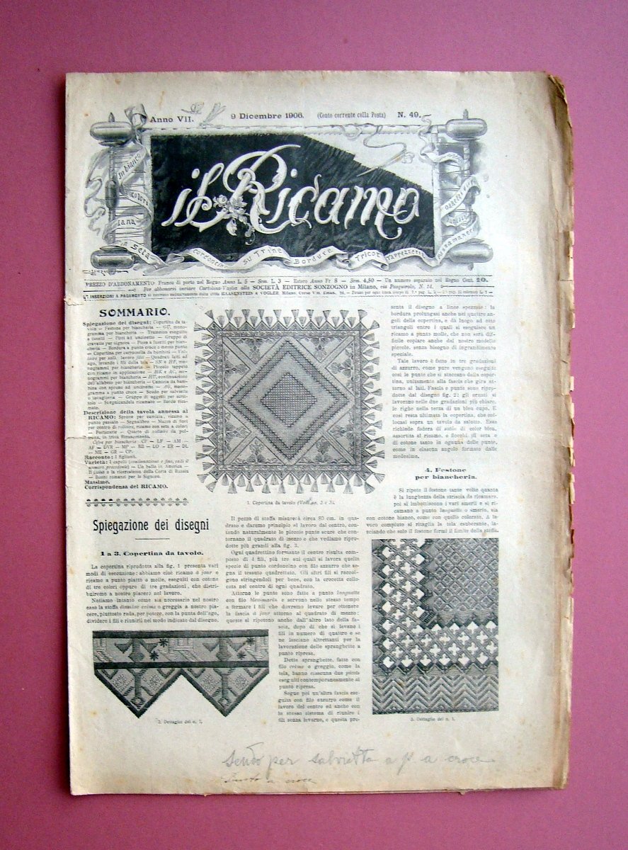 Il Ricamo n. 49 9 Dicembre 1906 Sonzogno Milano trine … | Immagine principale