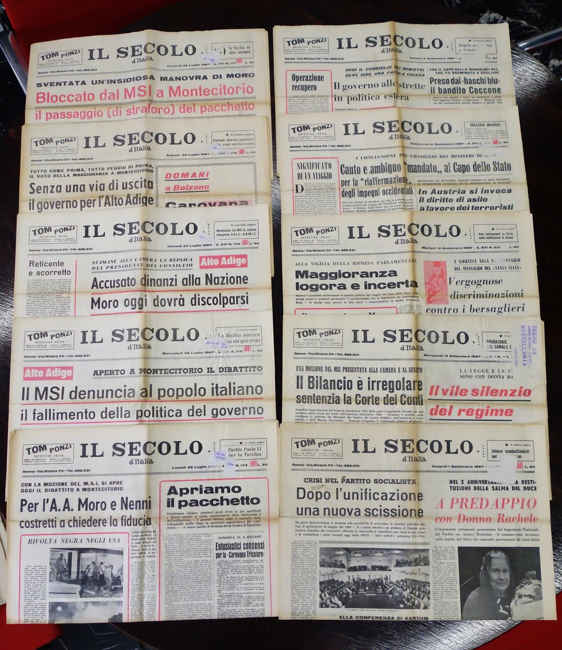 IL SECOLO D'ITALIA QUOTIDIANO 29 NN. LUGLIO-SETTEMBRE 1967 COMPLETI OTTIMI | Immagine principale