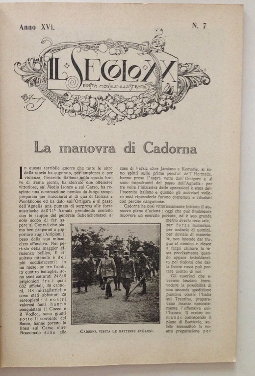 Il Secolo XX n. 7 1∞ Luglio 1917 Cadorna Colonie …