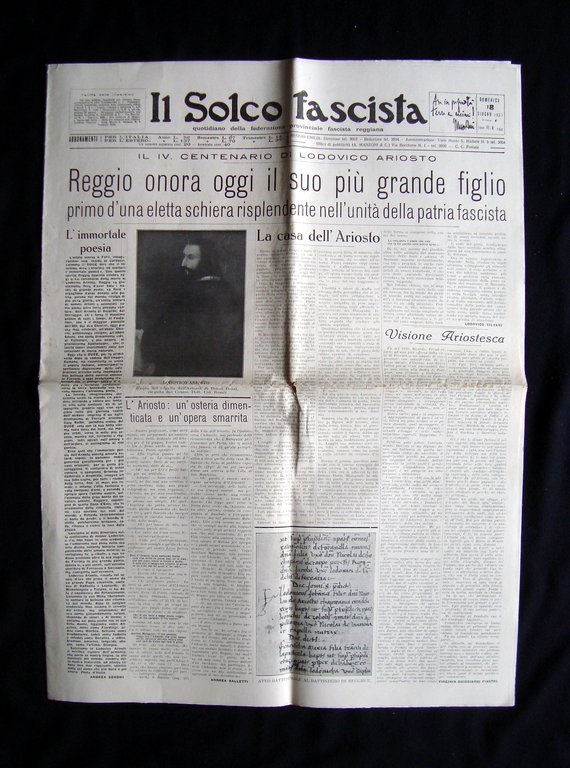 Il Solco Fascista Anno VI n 144 13 18 Giugno 1933 Reggio onora figlio Ariosto
