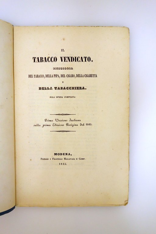 Il Tabacco Vendicato Fisiologia della Pipa Sigaro Sigaretta Modena 1846 …
