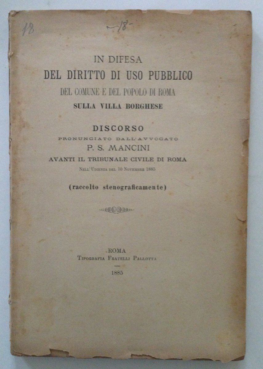 In Difesa del Diritto Pubblico Roma Villa Borghese Discorso Avvocato …
