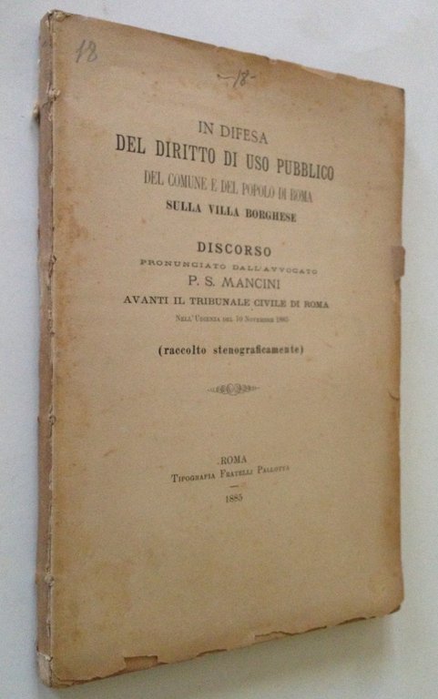 In Difesa del Diritto Pubblico Roma Villa Borghese Discorso Avvocato …