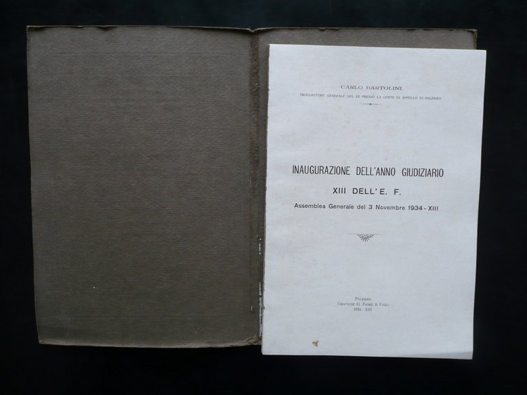 Inaugurazione dell'Anno Giudiziario XIII E. F. 1934 Bartolini Fiore Palermo