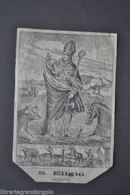 Incisione Agiografia S. Eligio Noyon Maniscalchi Orafi Cavalli Buoi Nocera …
