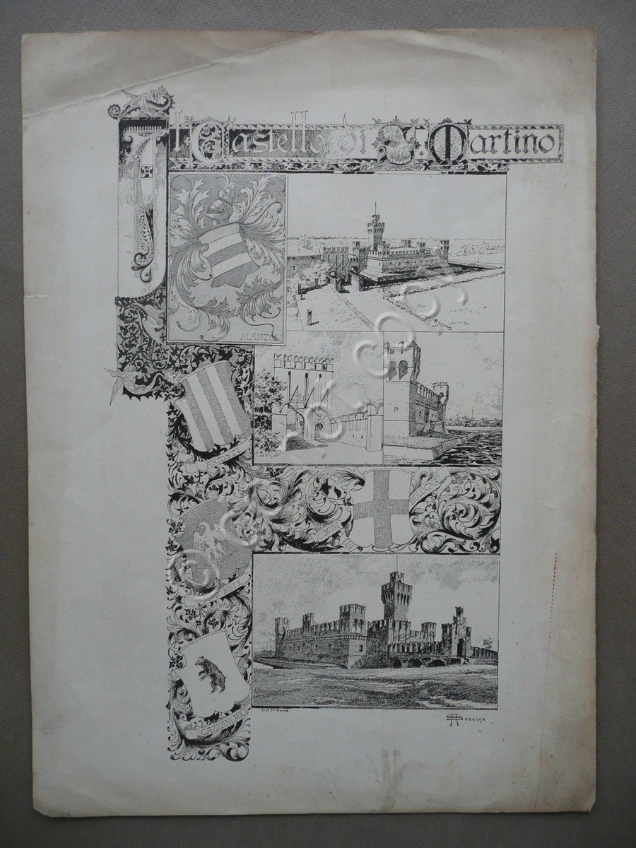 Incisione Castello dei Manzoli S.Martino in Soverzano Este Ariosti Cazzanemici