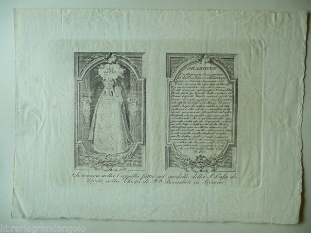 Incisione Chiesa P.P. Bernabiti Livorno S. Casa Loreto 1800