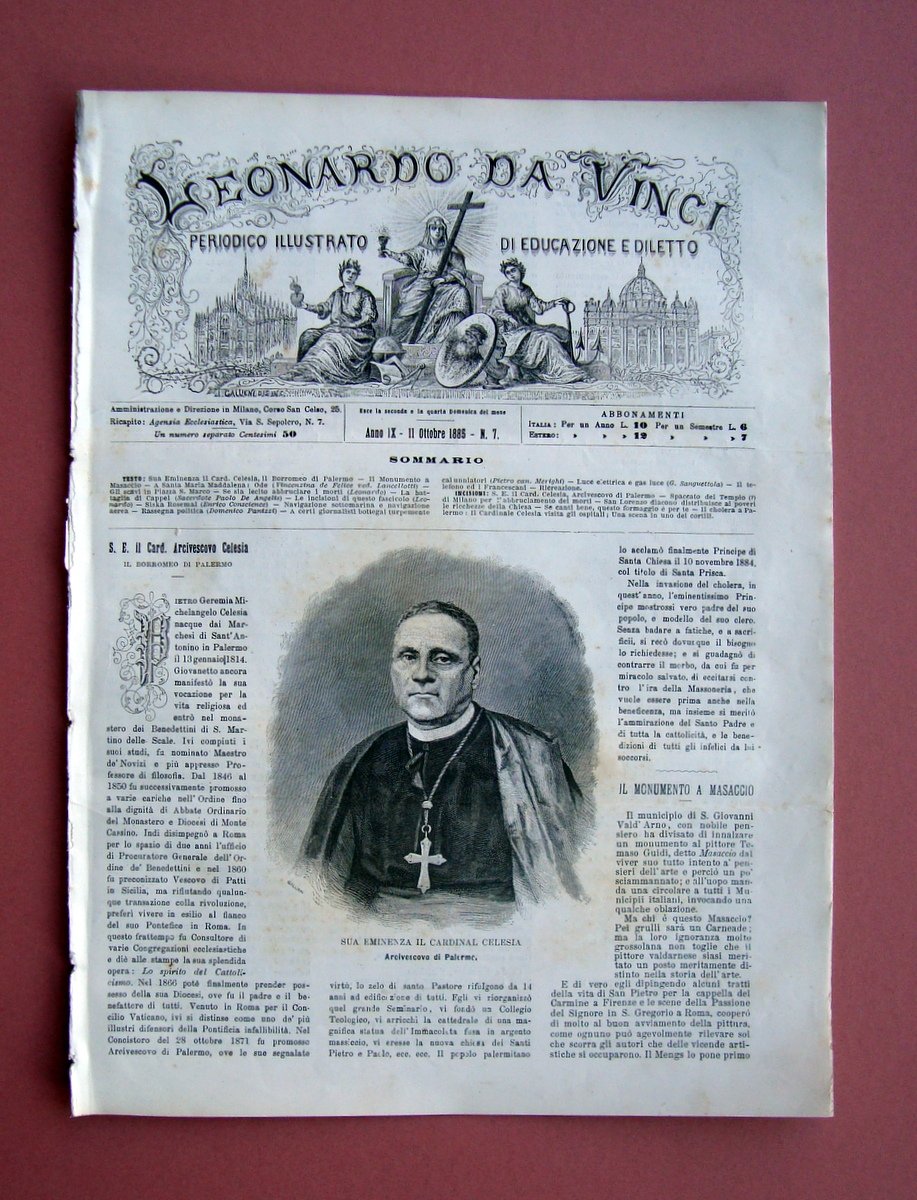 Incisione Il Colera a Palermo periodico quindicinale 1885 Leonaro Da …