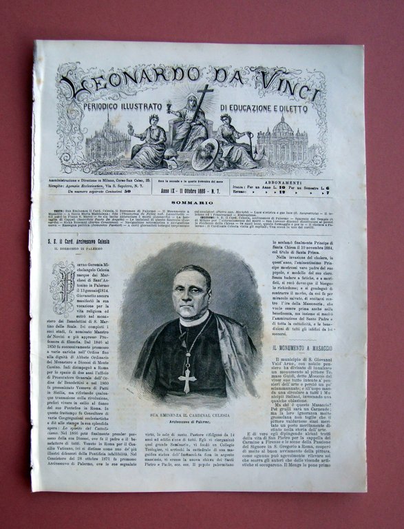 Incisione Il Colera a Palermo periodico quindicinale 1885 Leonaro Da Vinci