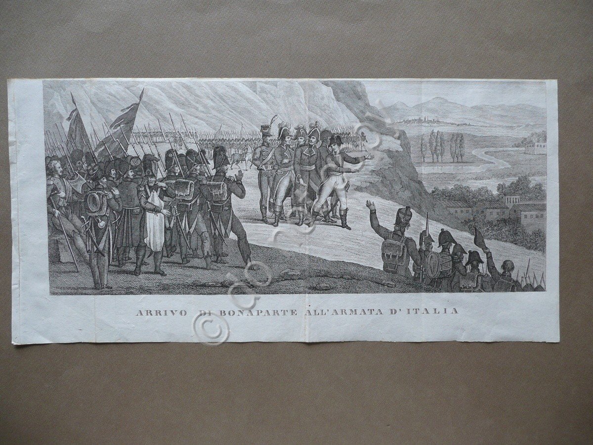 Incisione in Rame Arrivo Bonaparte Armata d'Italia Storia Napoleone Norvins …