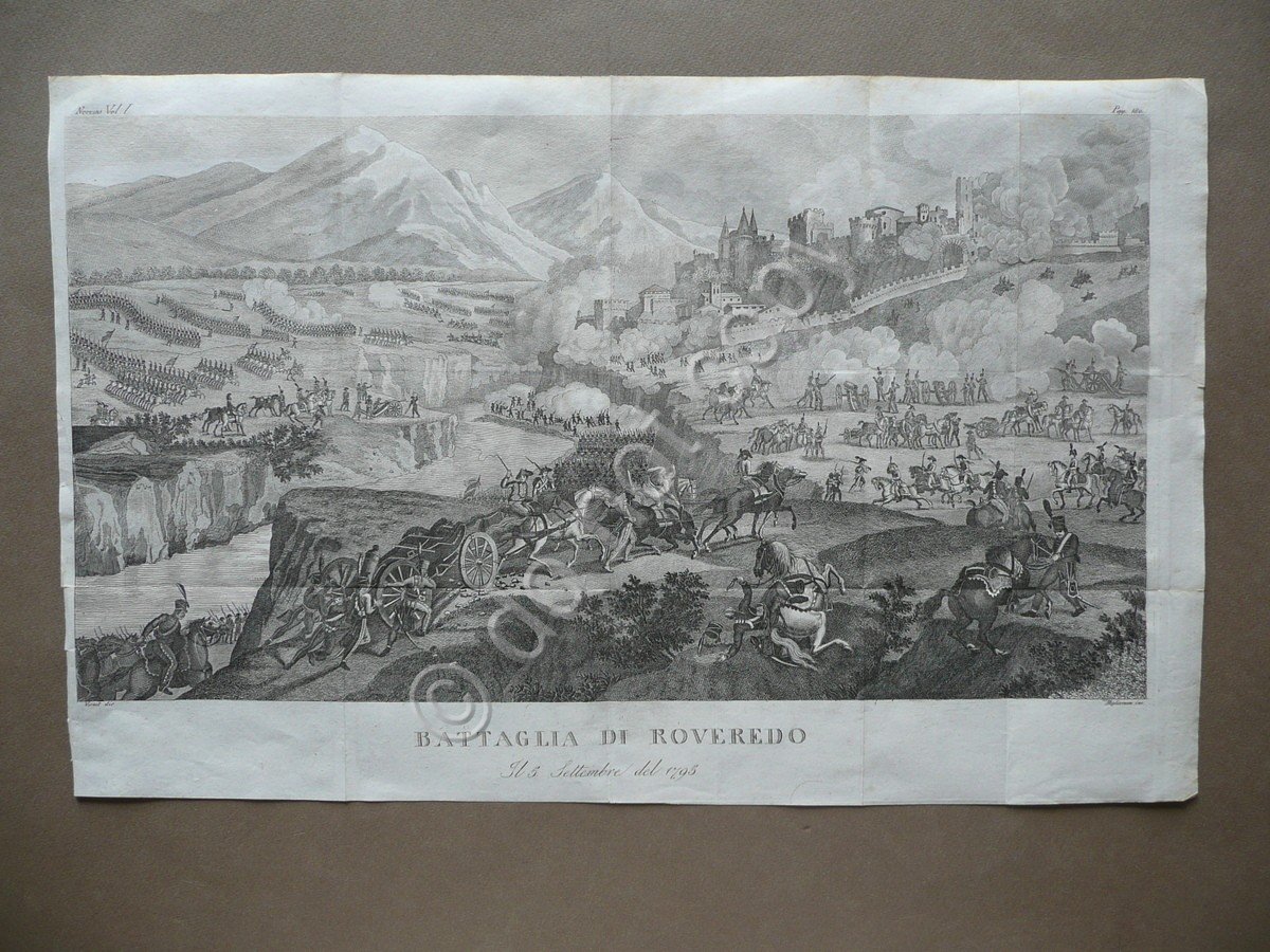 Incisione in Rame Battaglia di Roveredo 1795 Storia di Napoleone …