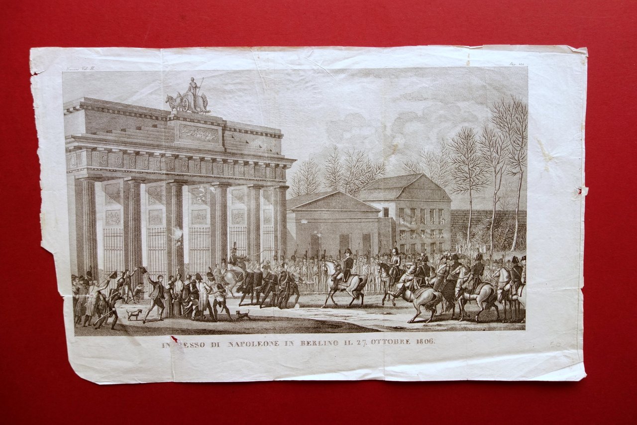 Incisione Ingresso di Napoleone in Berlino il 27/10/1806 Met‡ '800