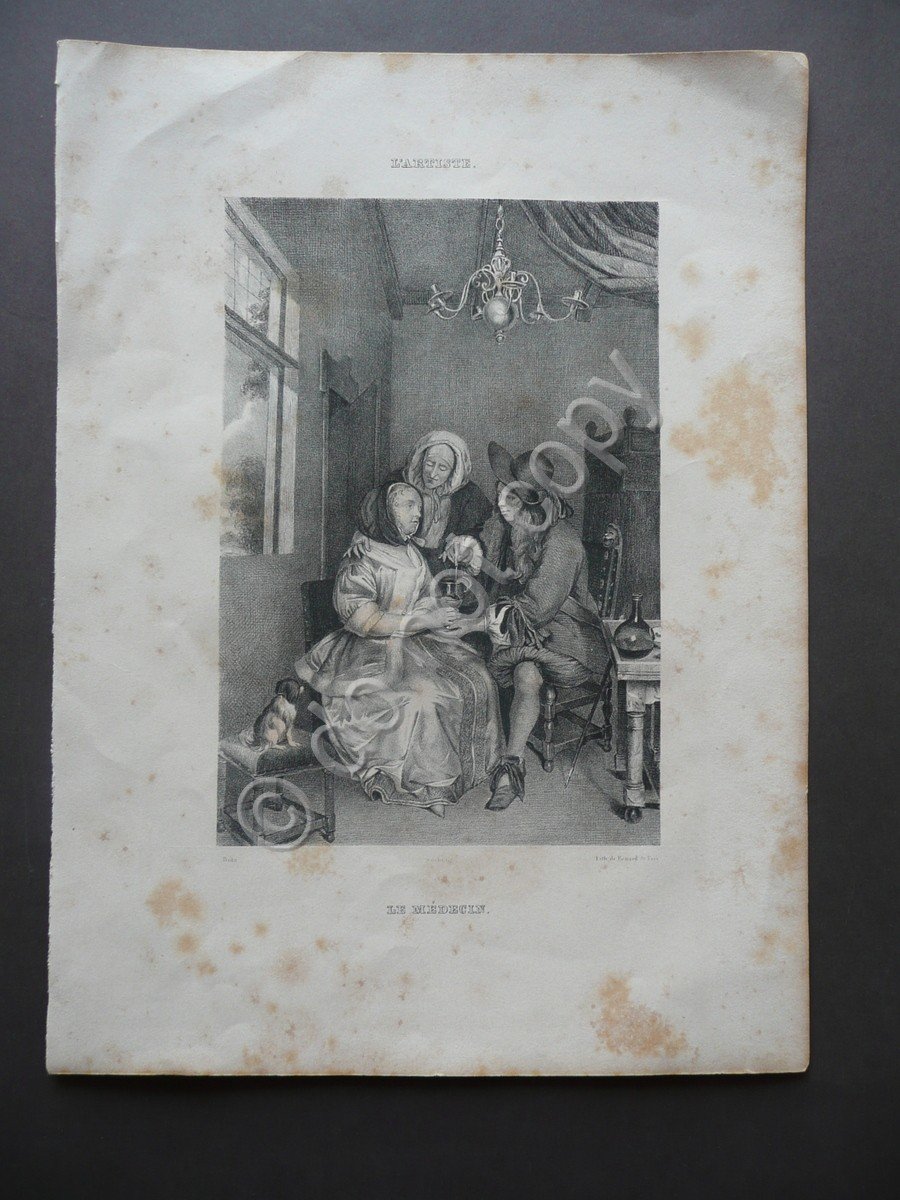 Incisione Litografia l'Artiste Le Medicin Bida Bernard e Fieres Met‡ …