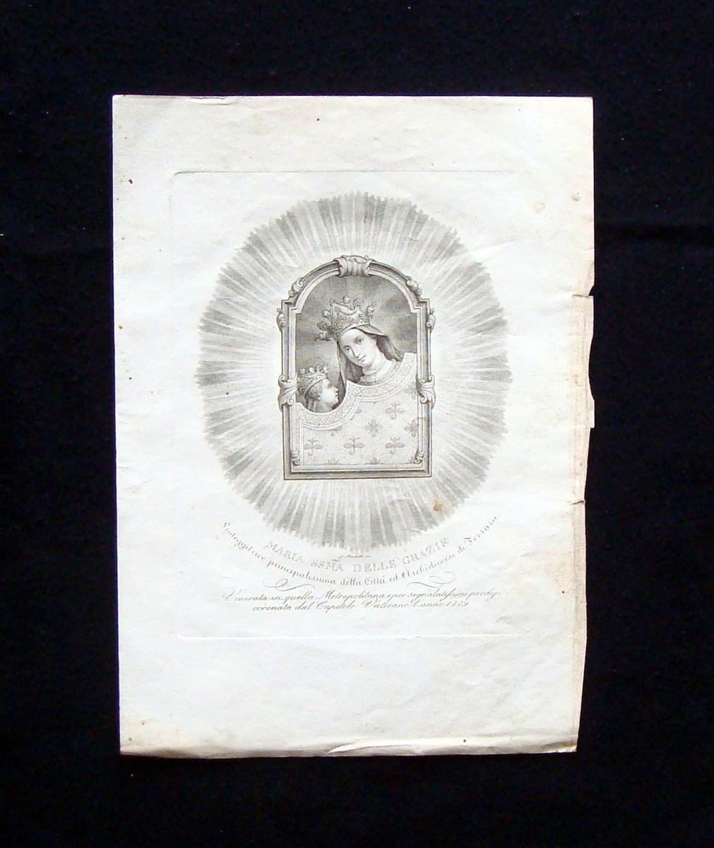 Incisione Maria SS delle Grazie Protettrice Ferrara Capitolo Vaticano 1779
