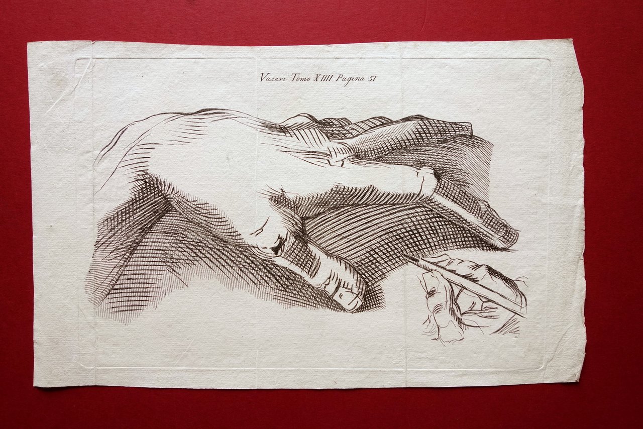 Incisione Originale in Rame Vasari Disegno Mano Arte Fine '700 | Immagine principale