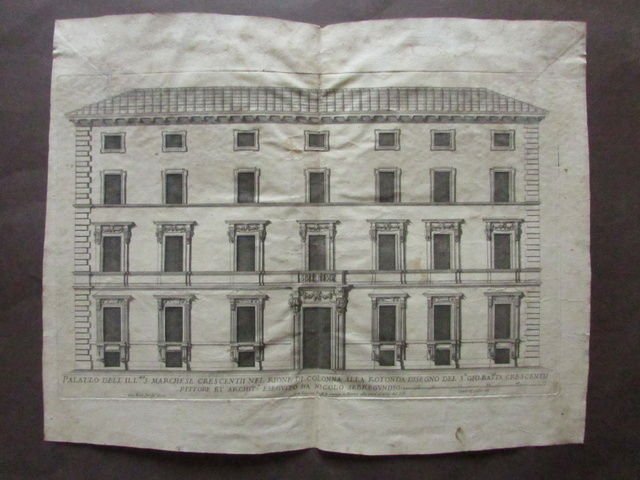 Incisione Palazzo Marchese Crescentii Rione Colonna Sebregundio NicolÚ Pittore | Immagine principale