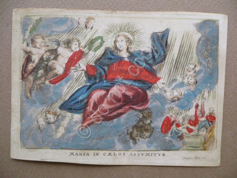 Incisione Pergamena Maria in Caelos Colorazione d'Epoca Franc. Huberti 1600 … | Immagine Gallery 1