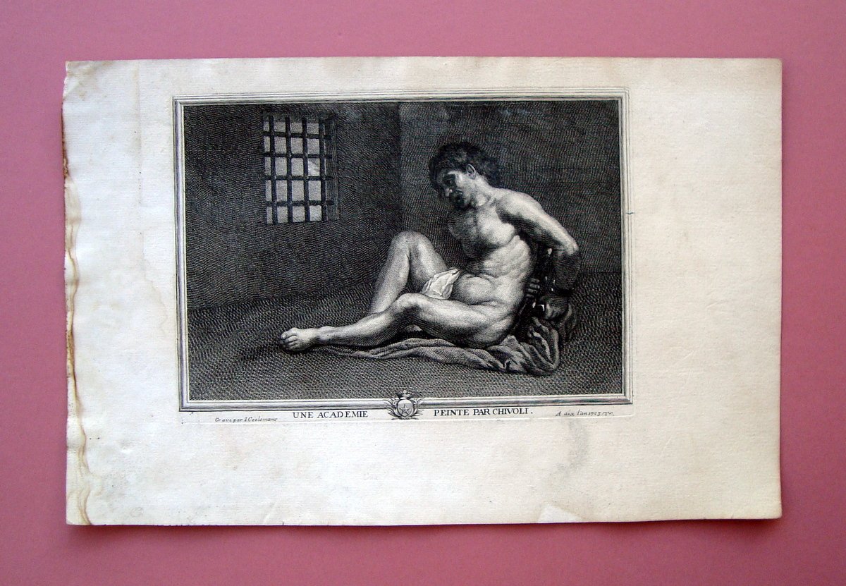 Incisione rame 1703 Une Academie Peinte par Chivoli incisore Jacob …