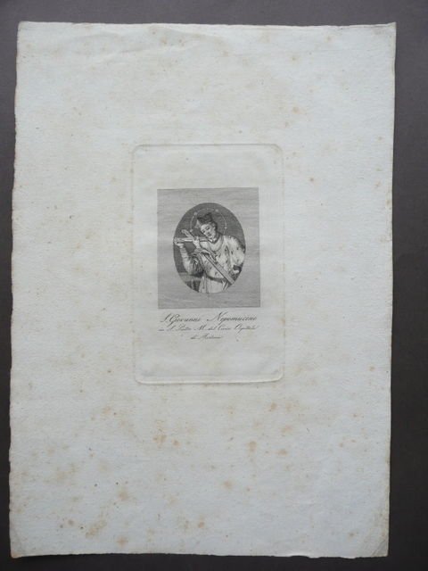 Incisione Rame S.Giovanni Nepomuceno S.Pietro Civico Ospedale Modena Met‡ 1800
