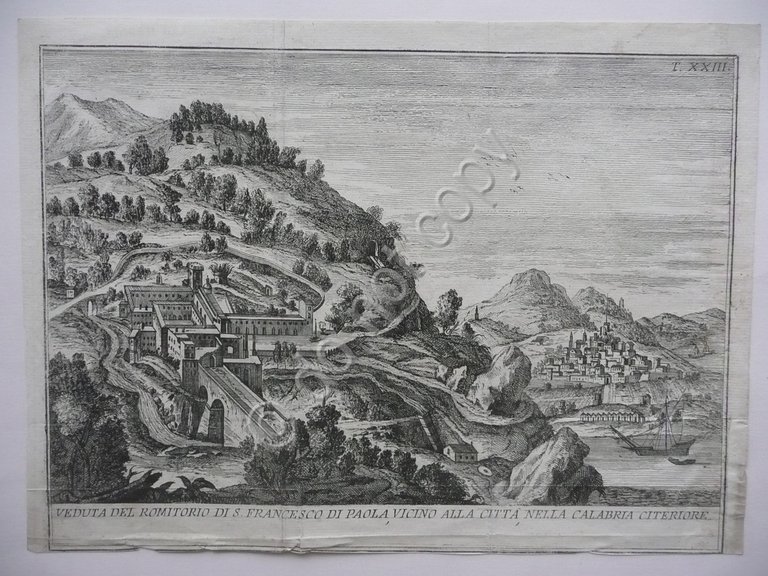 Incisione Romitorio di San Francesco di Paola Calabria Primo Ottocento …