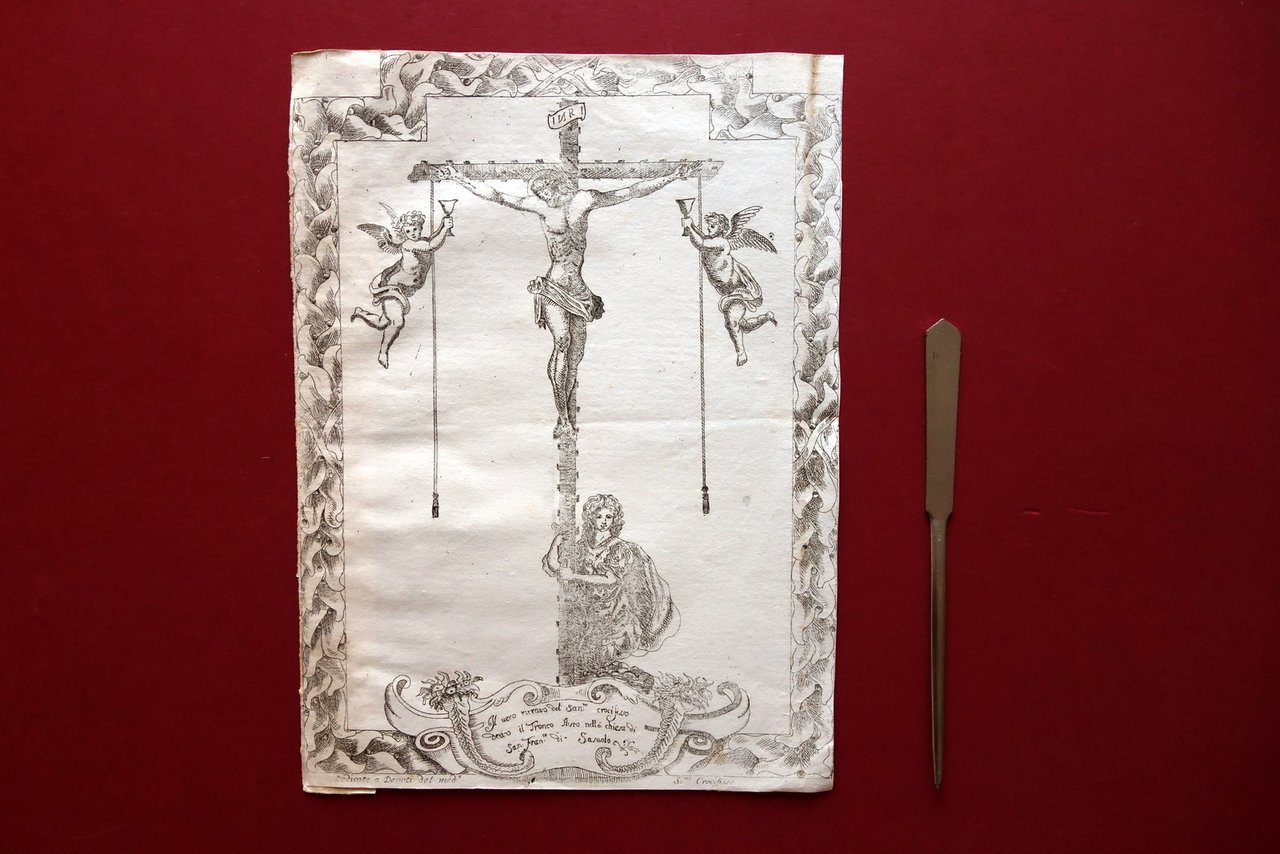 Incisione Sassuolo Ritratto del Crocifisso il Tronco Chiesa S. Francesco …