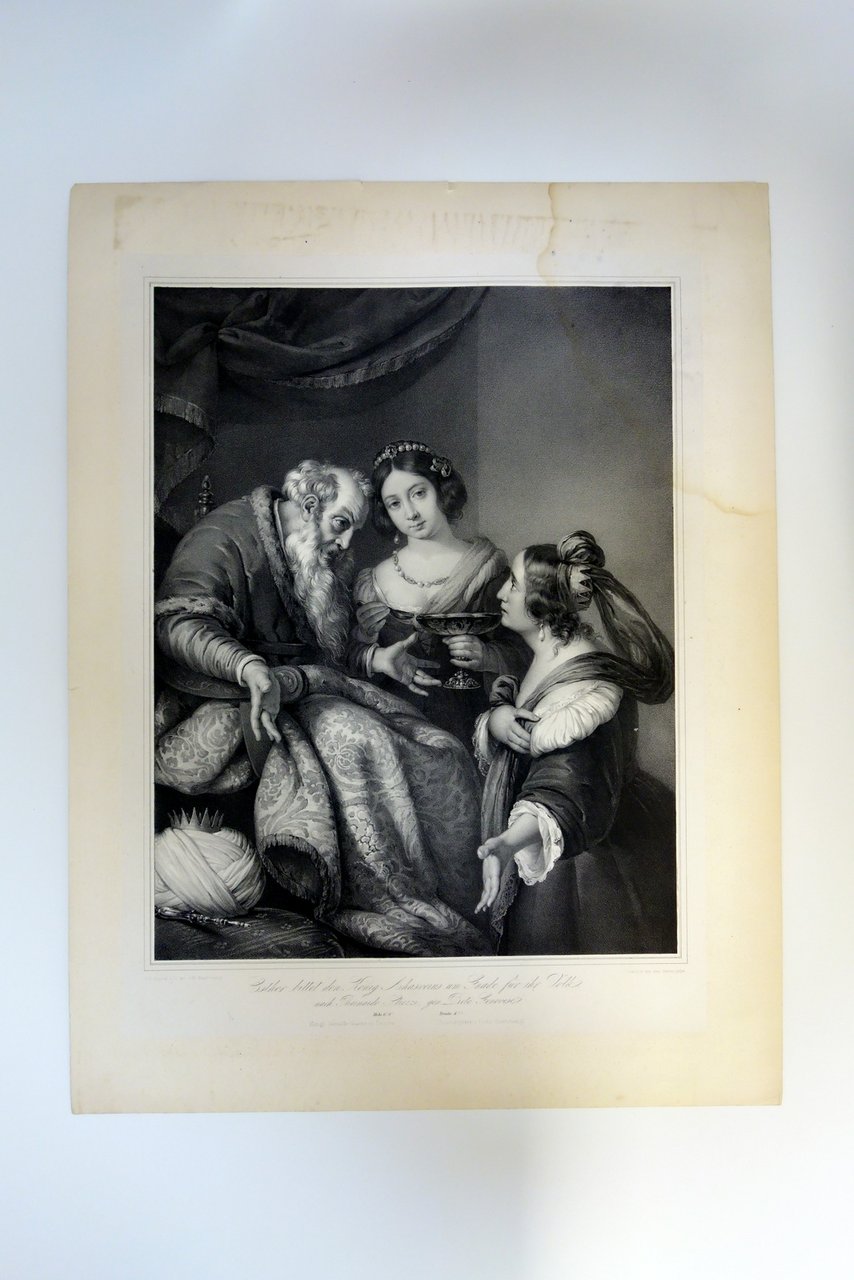 Incisione su Acciaio Ester Implorò il Re Assuero Strozzi Hanfstaengl …