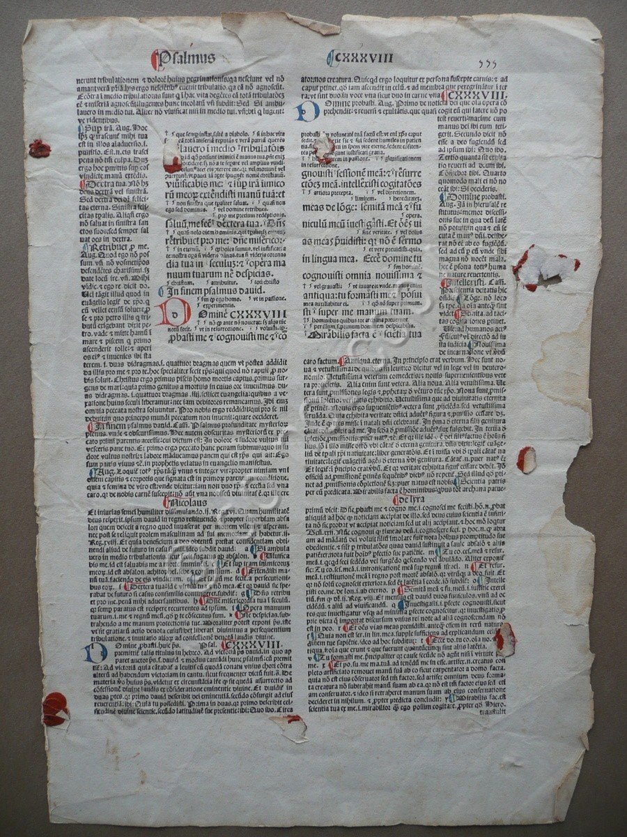Incunabolo Libro Salmi Salmo 138 Religione Fede Chiesa Capilettera Latino