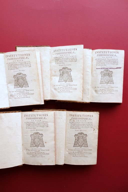 Institutiones Philosophicae ad usum Seminarii Tullensis Drouas 1769 5 Volumi