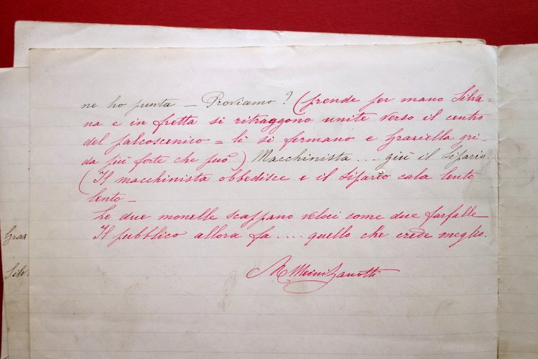 Intermezzo Chiaccherino Commedia Bambini Manoscritto Meini Zanotti Lettera '900