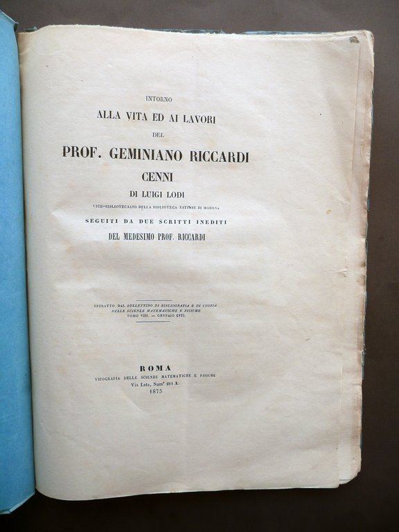 Intorno alla Vita e Lavori del Prof. G. Riccardi Luigi … | Immagine Gallery 3