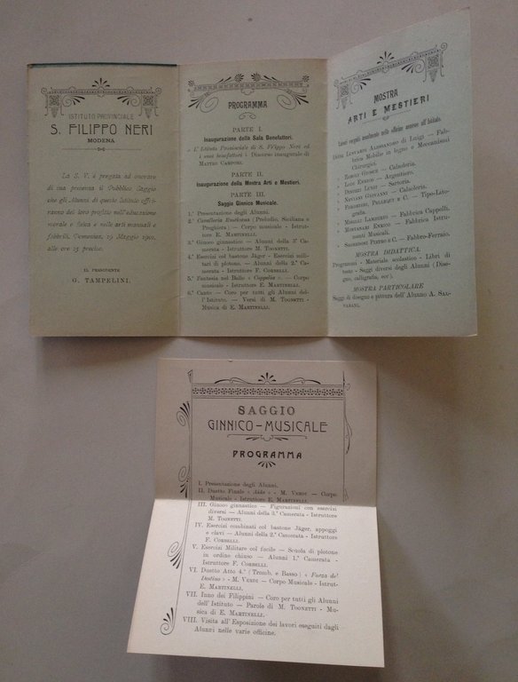 Istituto Filippini Saggio Ginnico Musicale Esposizione Modena 19 Maggio 1901