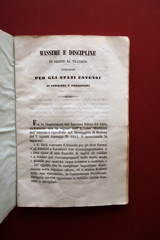 Istruzioni in Ordine al Cholera Vignola Modena Raccolta di Opuscoli …