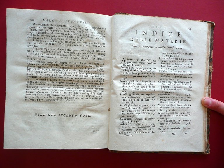 Istruzioni Teorico Pratiche Criminali Filippo Mirogli Tomo II Montanari 1769