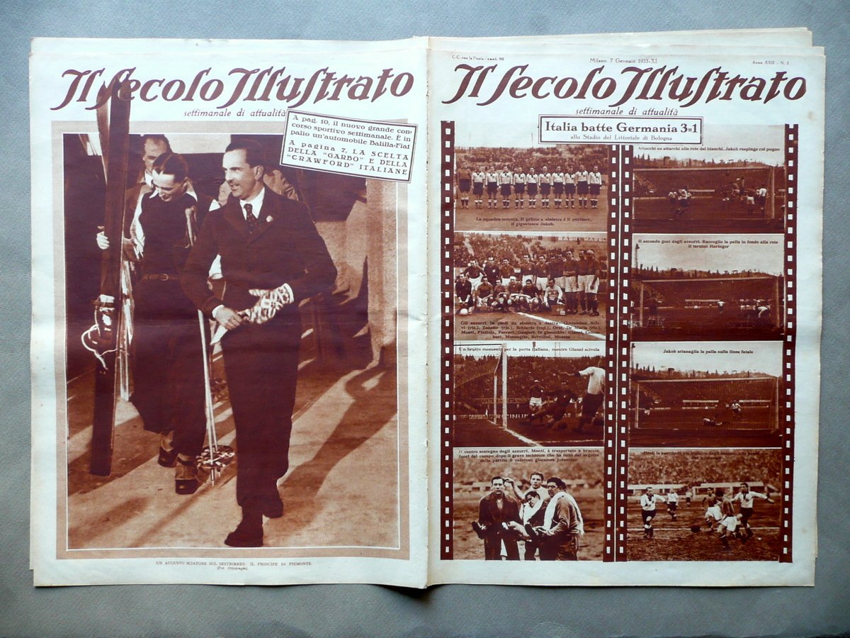 Italia Batte Germania 3-1 Stadio Bologna Calcio Il Secolo Illustrato … | Immagine principale