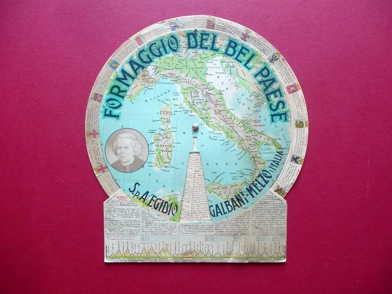 Italia Cartina Politica Fisica Risorse Industrie Sagomata Pubblicitaria Galbani