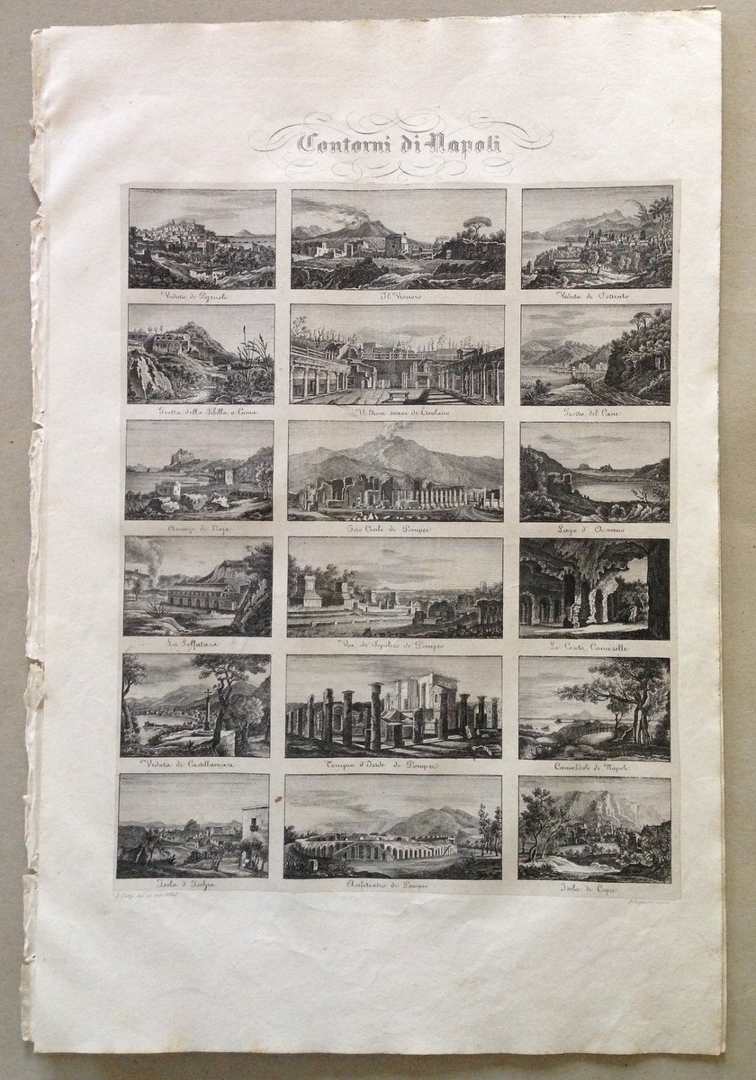 ITALIA IN MINIATURA NAPOLI MARSIGLI 1839 INCISIONE RAME NAPOLI POMPEI …