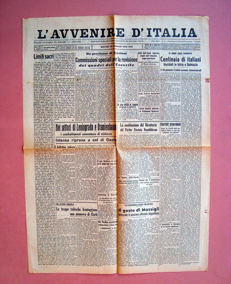 Italiani trucidati Istria Dalmazia Bande Slavo-Comuniste in prima Avvenire 1944 | Immagine principale