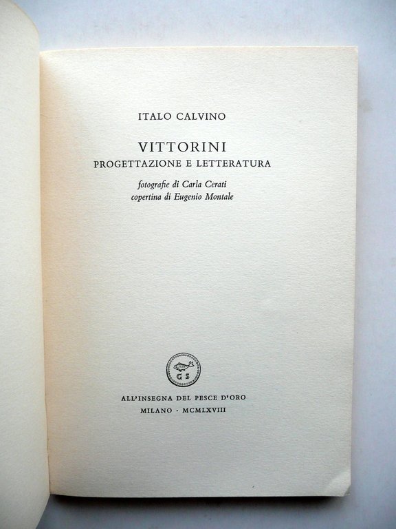 Italo Calvino Vittorini Progettazione e Letteratura Scheiwiller 1968 1∞ Edizione