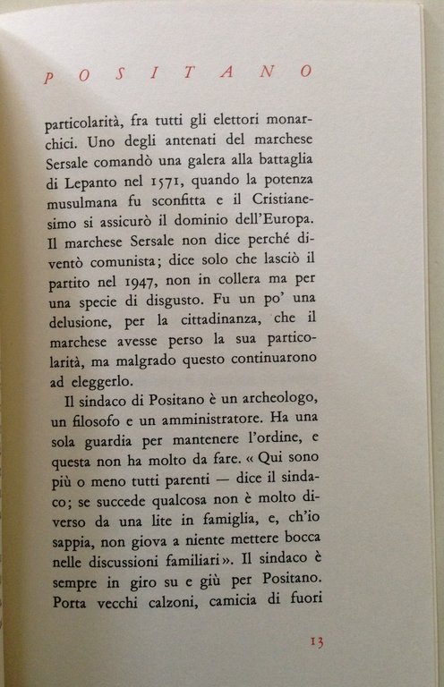 J. Steinbeck Positano Campania Salerno Arti Grafiche Boccia 1994