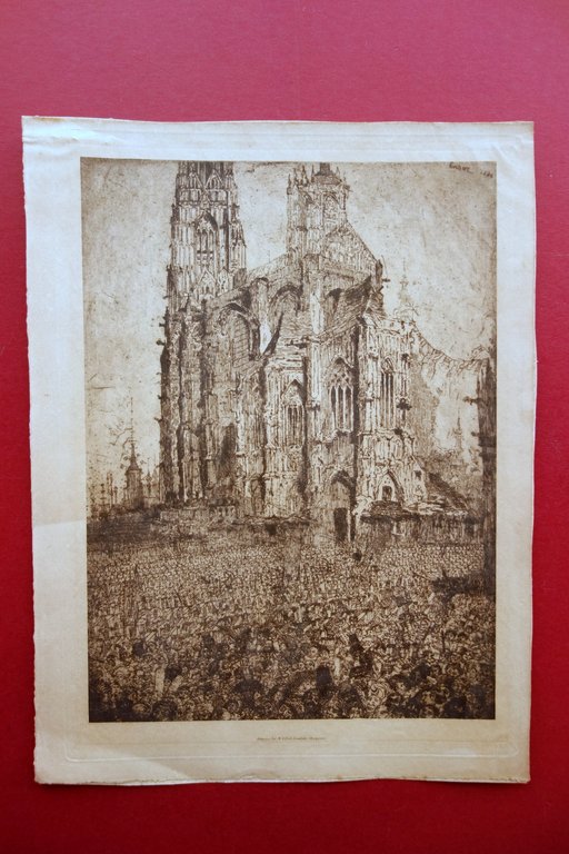 James Ensor La Cattedrale Fotoincisione Arti Grafiche Bergamo Fine '800 Rara