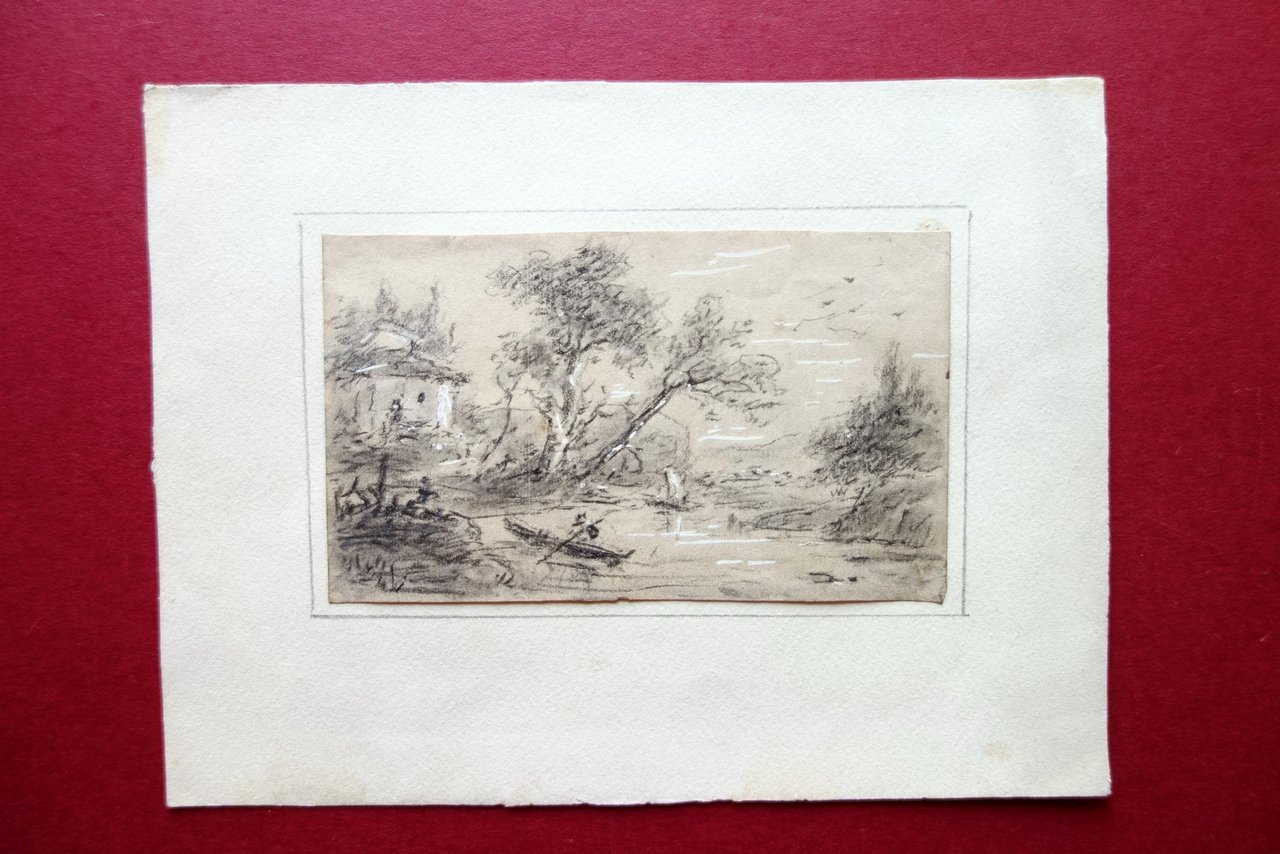 Jules de Fer Disegno Veduta Paesaggio Tecnica Mista Originale Met‡ …