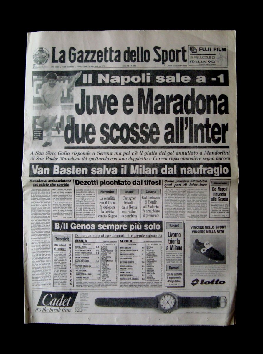 Juve Maradona Inter La Gazzetta dello Sport n 285 19 …