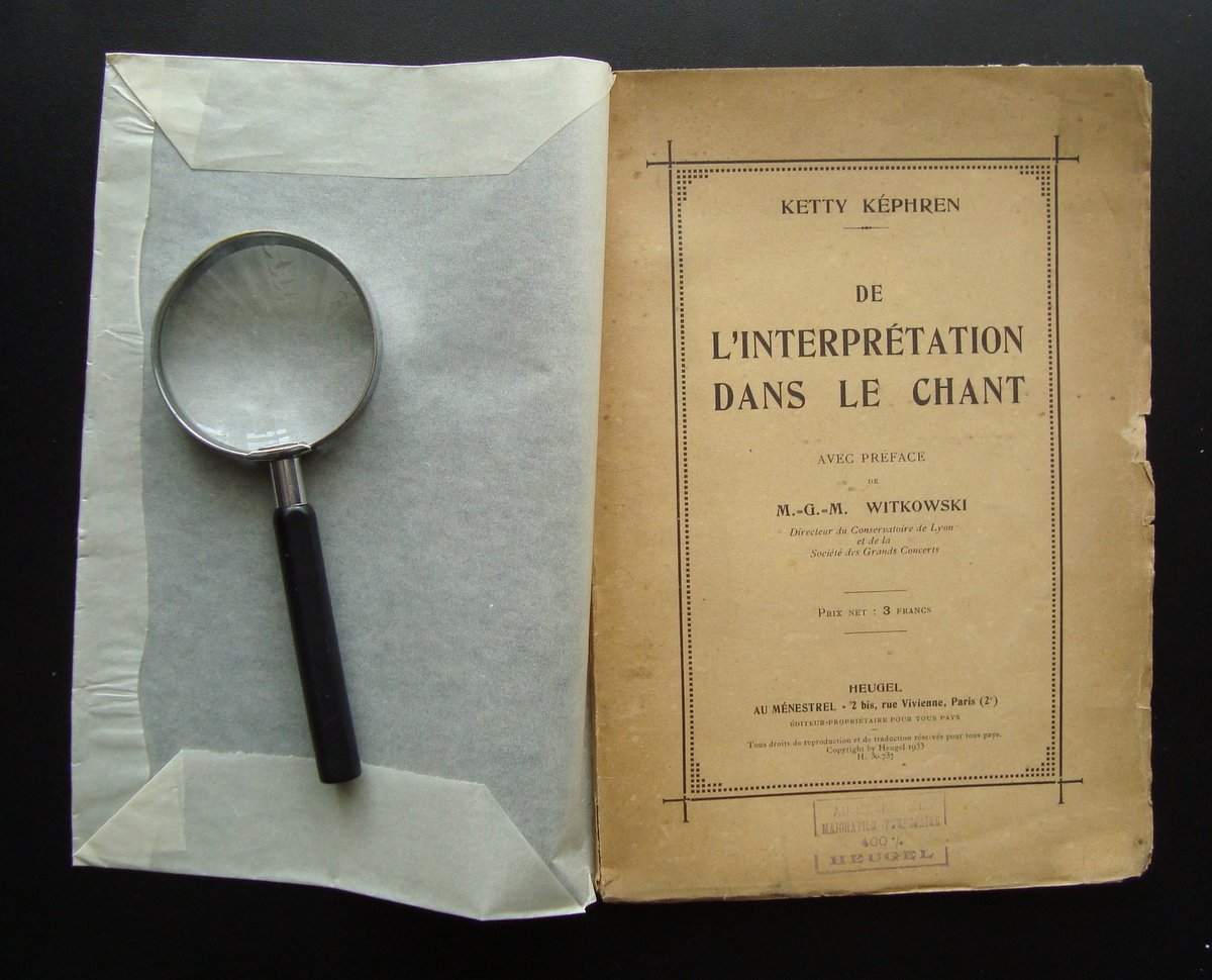 Ketty Kephren De L'interpretation dans le chant 1933 Heugel Paris …