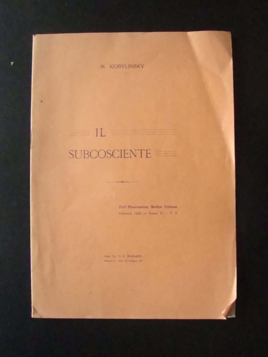 Kobylinsky Il Subcosciente 1924 Tip Marsano Genova Psicoanalisi Freud
