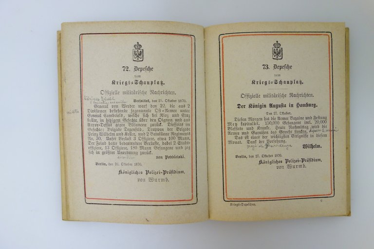 KRIEGS-DEPESCHEN 1870-1871 KONIGLICHEN POLIZEI-PRASIDIUMS BERLIN STRASBURG 1875 | Immagine Gallery 4